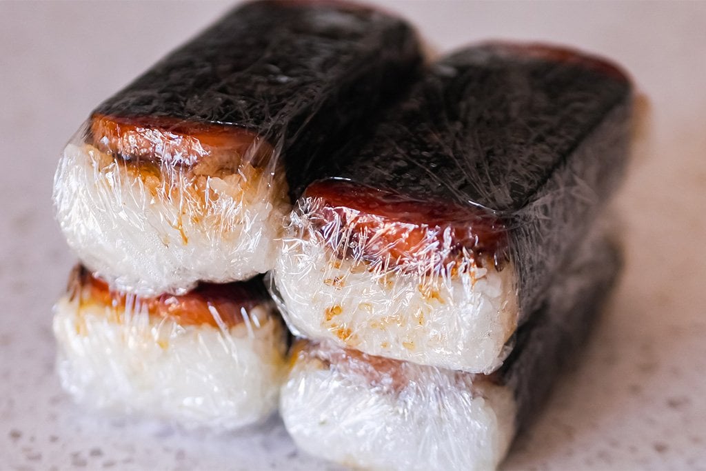spam musubi wrapped