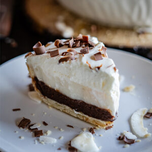 chocolate haupia pie slice