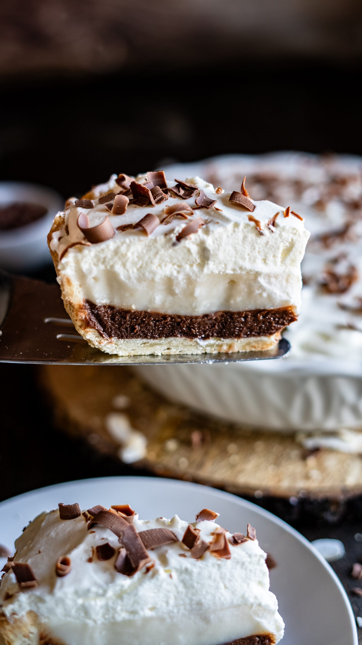 chocolate haupia pie slice