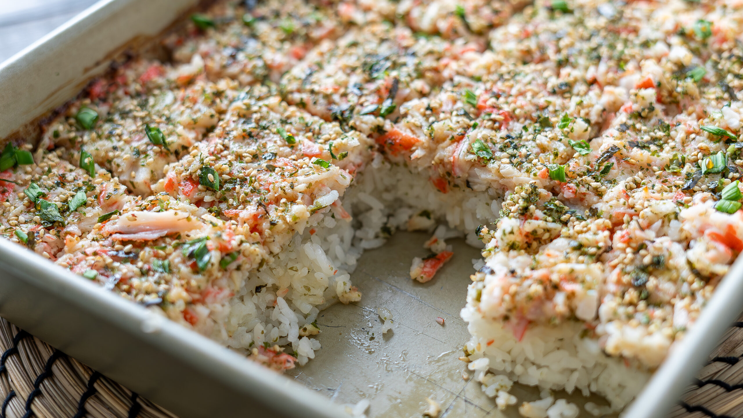 pan of broiled sushi