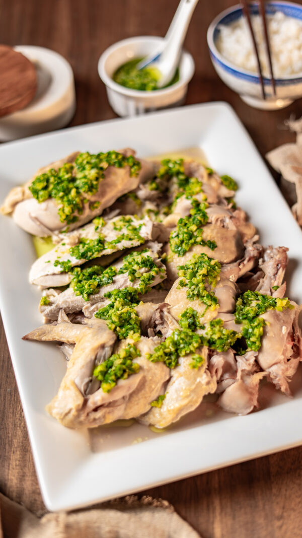 Cold Ginger Chicken (Instant Pot) & Ginger Scallion Sauce